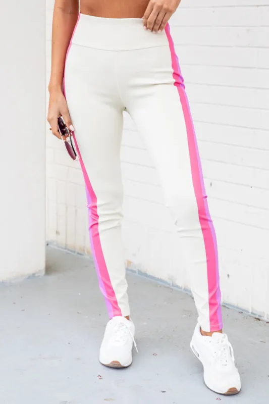 Go The Extra Mile Beige Colorblock Leggings FINAL SALE made by Pink Lily