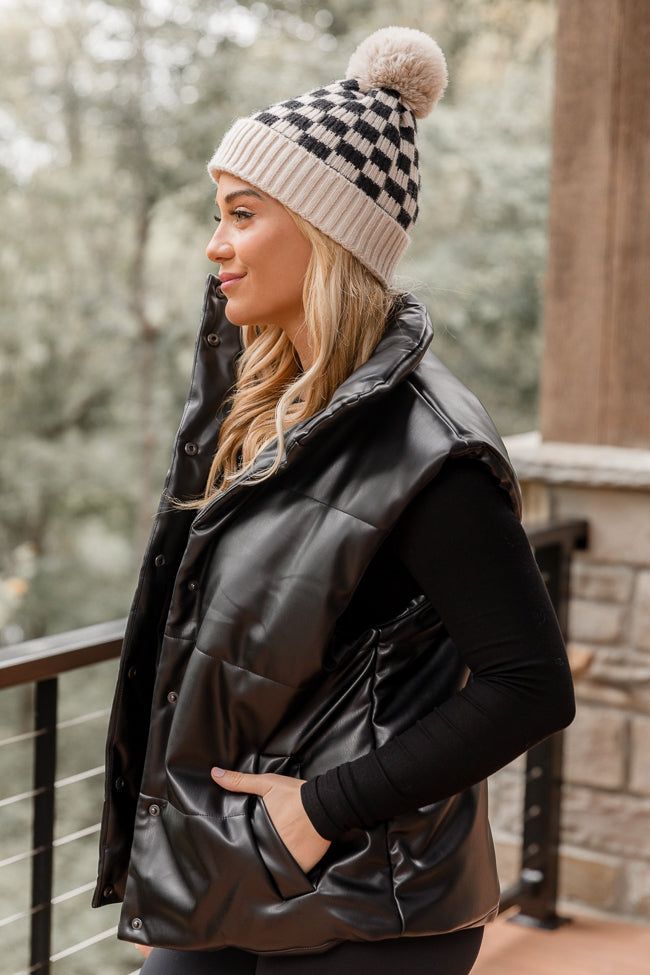 Wilder Days Black Faux Leather Puffer Vest FINAL SALE sold by Pink Lily product image thumbnail 3