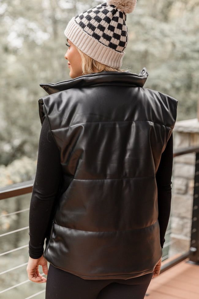 Wilder Days Black Faux Leather Puffer Vest FINAL SALE sold by Pink Lily product image thumbnail 4