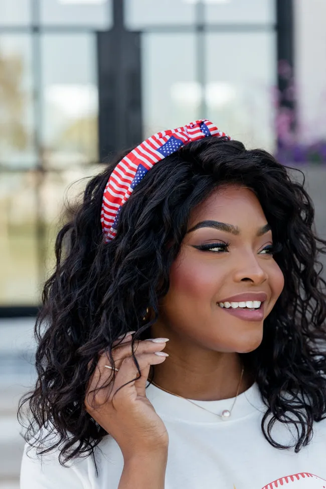 Happy And Free American Flag Knot Headband FREE GWP sold by Pink Lily