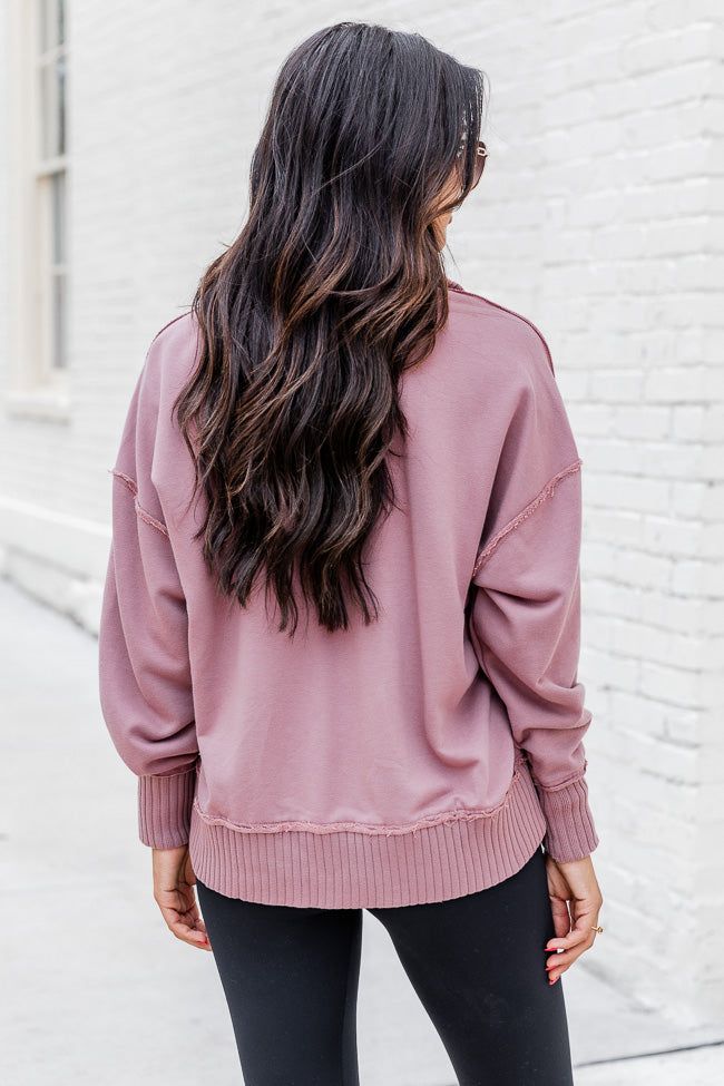 Just Go With It Mauve Henley Pullover sold by Pink Lily product image thumbnail 4