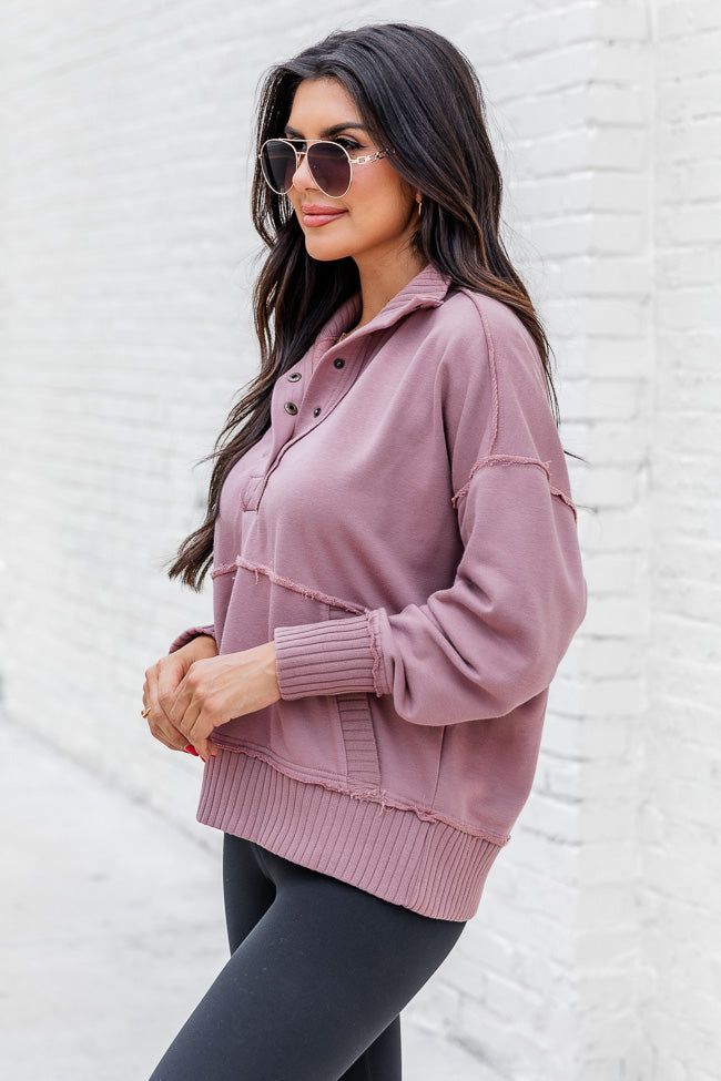 Just Go With It Mauve Henley Pullover sold by Pink Lily product image thumbnail 3