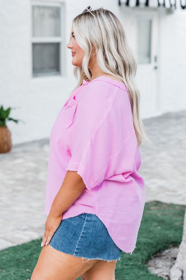 Guarded Treasure Pink Gauze Henley Blouse FINAL SALE sold by Pink Lily product image thumbnail 3