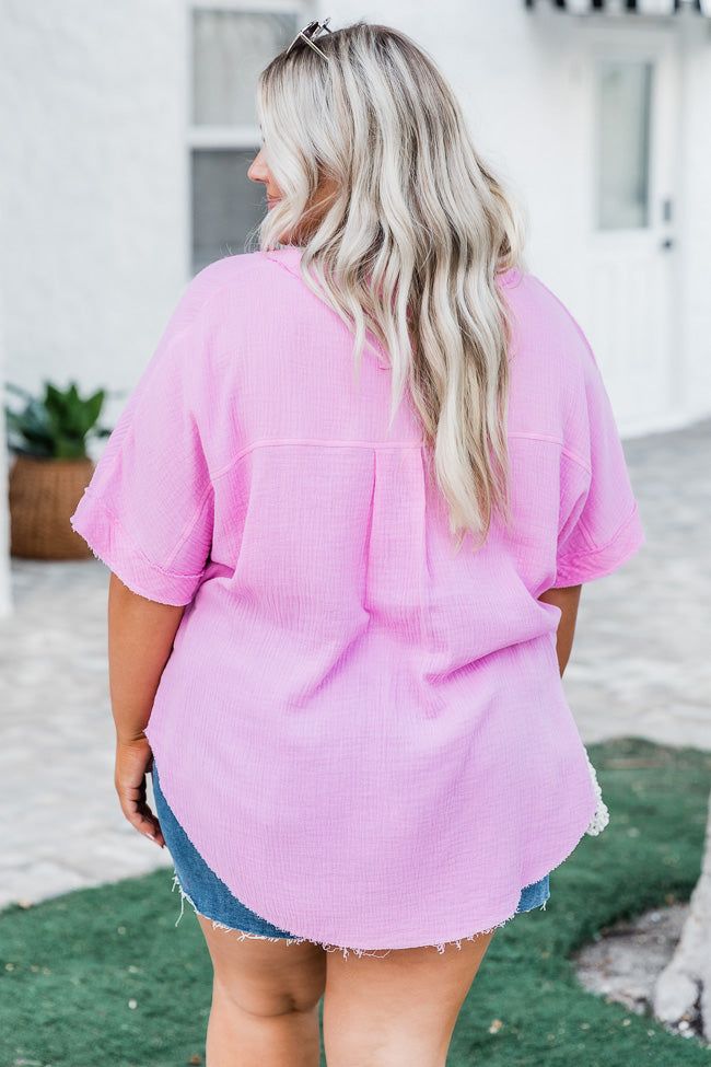 Guarded Treasure Pink Gauze Henley Blouse FINAL SALE sold by Pink Lily product image thumbnail 4