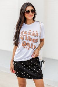 Texas Vibes Only White Graphic Tee sold by Pink Lily