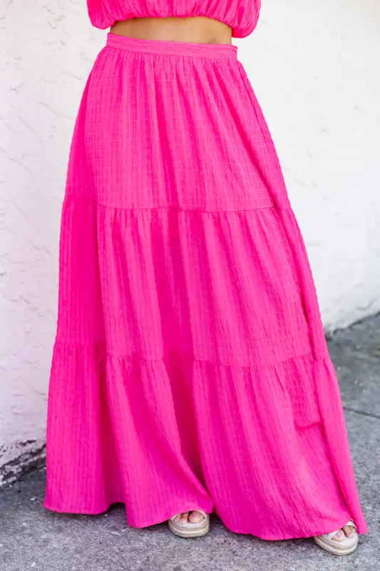 Send A Message Hot Pink Textured Maxi Skirt FINAL SALE sold by Pink Lily