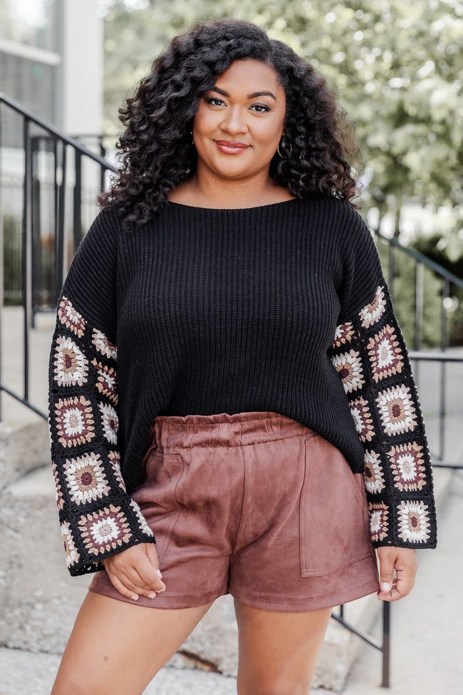 In The Quiet Moments Black Multi Crochet Sleeve Sweater sold by Pink Lily product image thumbnail 5