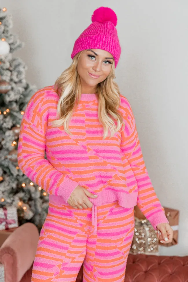 Movies and Chill Pink Orange Print Fuzzy Lounge Top FINAL SALE sold by Pink Lily product image thumbnail 3