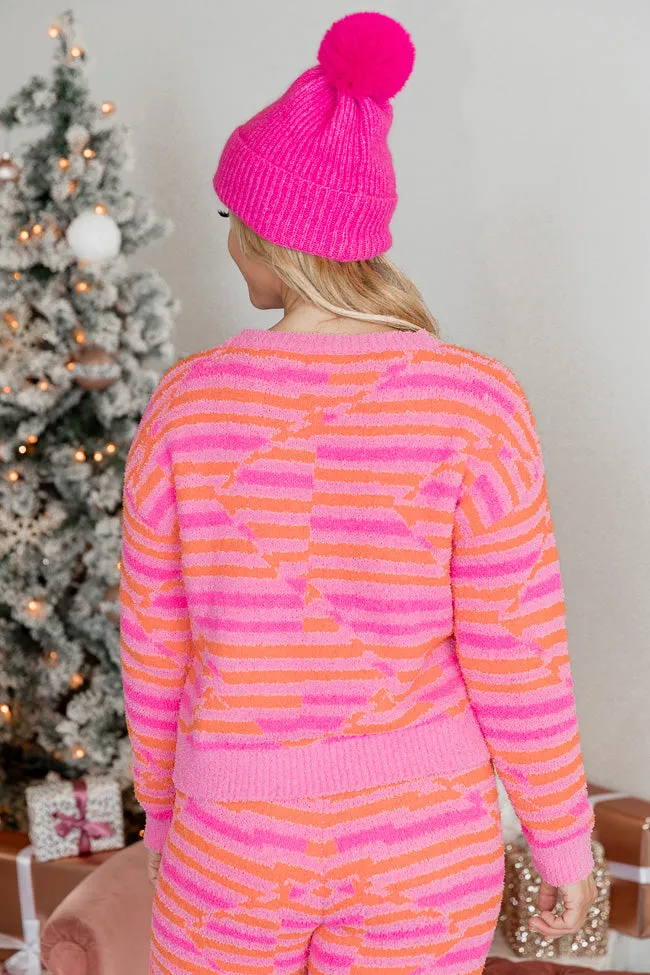 Movies and Chill Pink Orange Print Fuzzy Lounge Top FINAL SALE sold by Pink Lily product image thumbnail 5