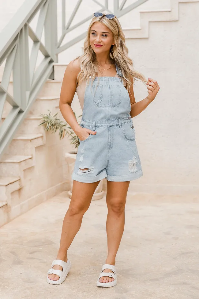 A Good Time Medium Wash Distressed Overalls FINAL SALE sold by Pink Lily product image thumbnail 2