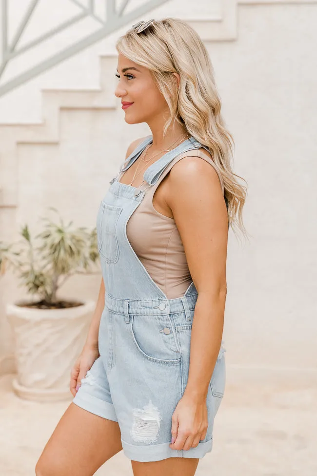 A Good Time Medium Wash Distressed Overalls FINAL SALE sold by Pink Lily product image thumbnail 4