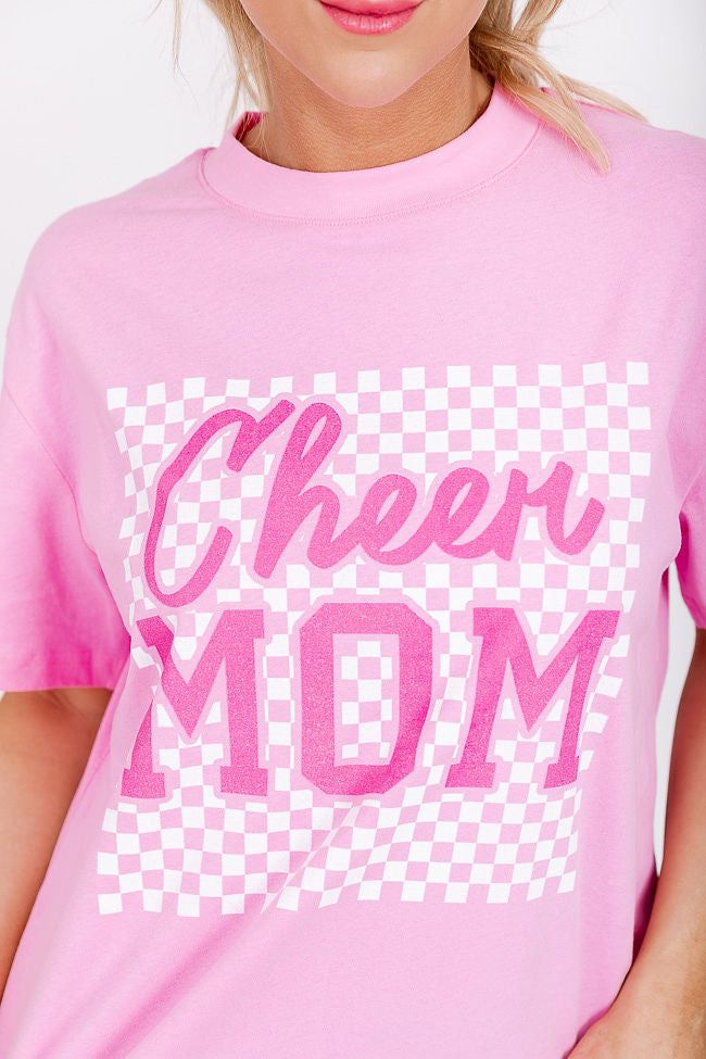 Cheer Mom Checkered Pink Oversized Graphic Tee sold by Pink Lily product image thumbnail 3