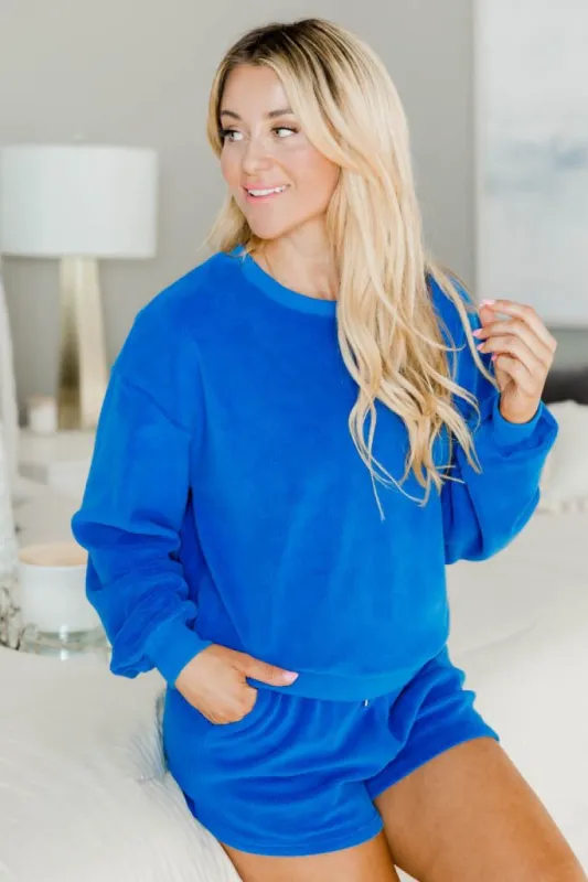 Slow Mornings Blue Fleece Lounge Sweatshirt sold by Pink Lily