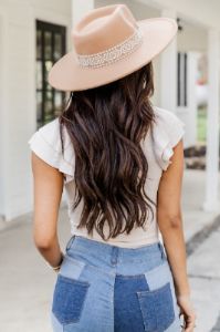 Hard To Resist Cream Flutter Sleeve Bodysuit sold by Pink Lily
