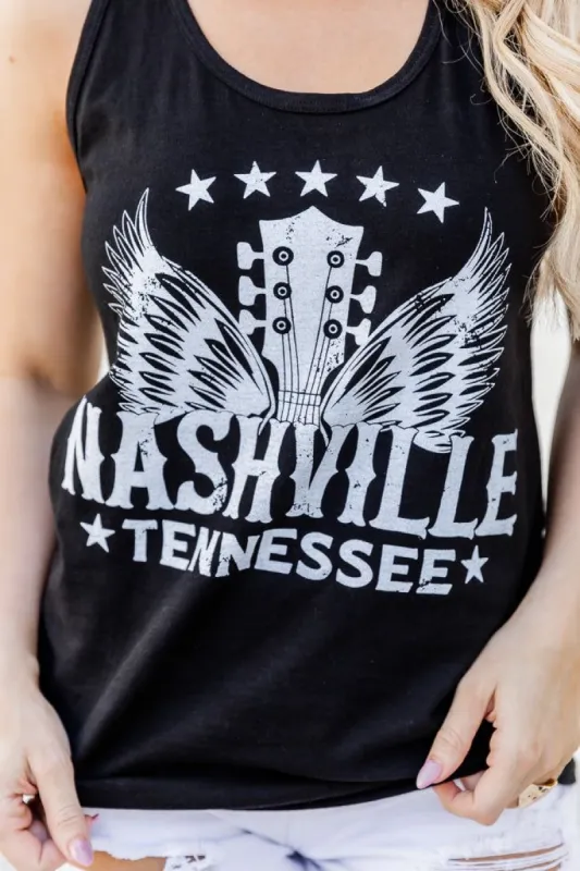 Nashville Wings Black Jersey Graphic Tank sold by Pink Lily