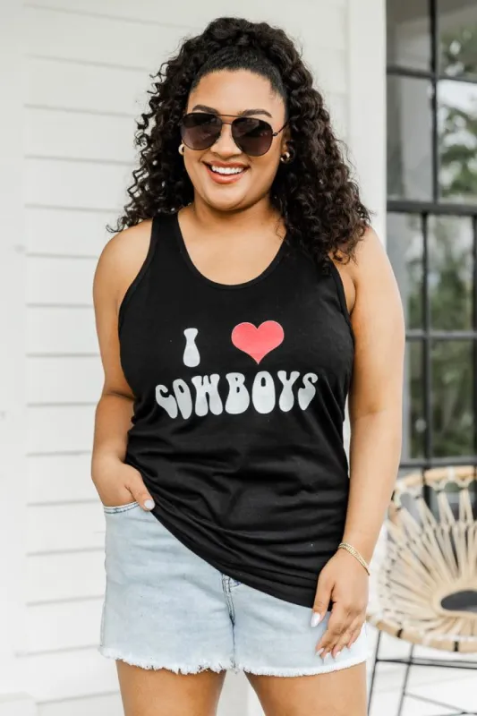 I Heart Cowboys Black Jersey Graphic Tank sold by Pink Lily