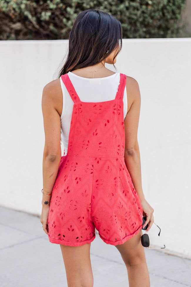 Pretty In Pink Hot Pink Eyelet Short Overalls FINAL SALE sold by Pink Lily product image thumbnail 5