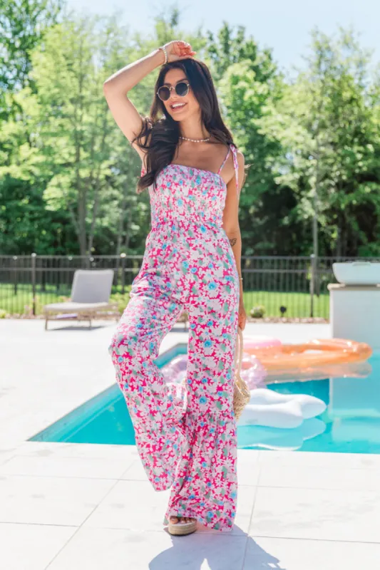 Aware of This Pink Floral Flare Leg Jumpsuit FINAL SALE sold by Pink Lily