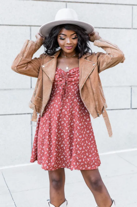 Dreaming Of You Acid Wash Brown Corduroy Moto Jacket FINAL SALE sold by Pink Lily