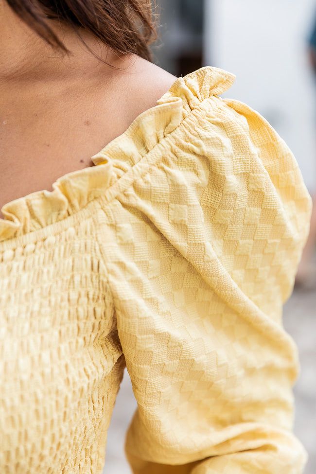 Trying Not To Call Smocked Yellow Blouse sold by Pink Lily product image thumbnail 3