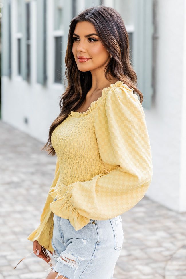 Trying Not To Call Smocked Yellow Blouse sold by Pink Lily product image thumbnail 5