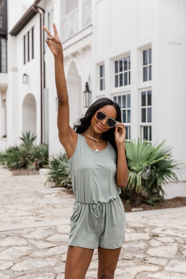 Summer Classics Romper Sage FINAL SALE sold by Pink Lily