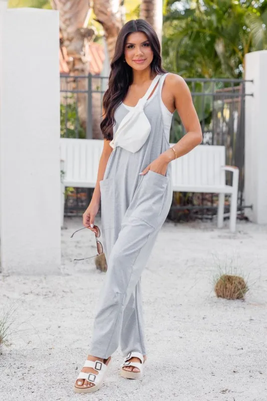 Day In The Life Heather Grey Jumpsuit sold by Pink Lily
