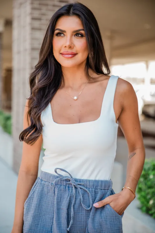 Sweetest Soul Ivory Square Neck Bodysuit FINAL SALE sold by Pink Lily