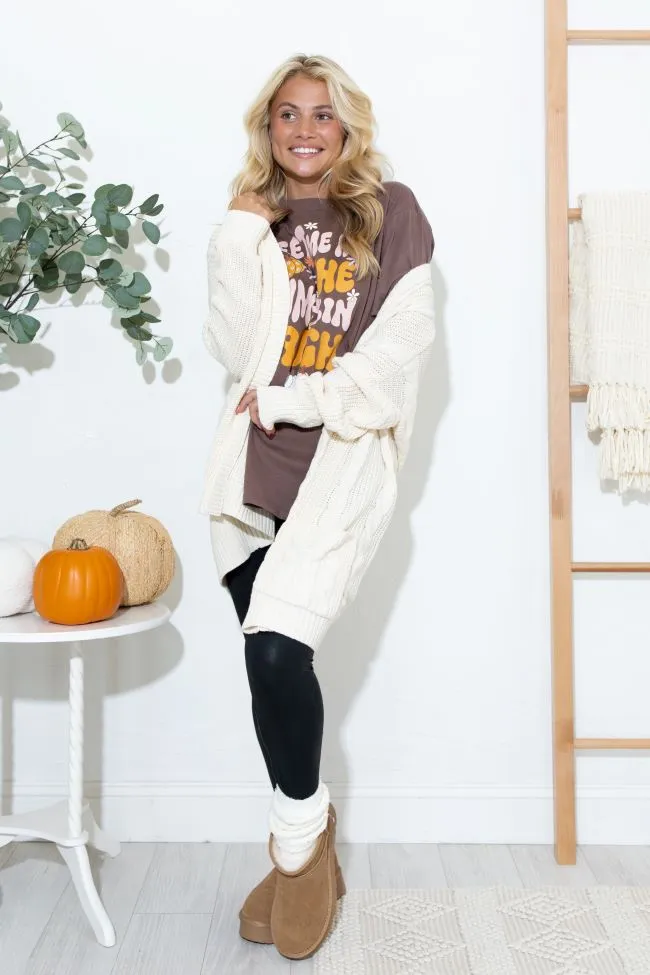 Meet Me At The Pumpkin Patch Mocha Oversized Graphic Tee sold by Pink Lily product image thumbnail 4