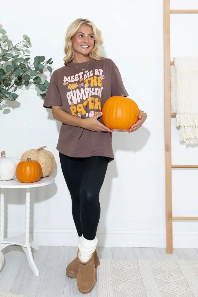 Meet Me At The Pumpkin Patch Mocha Oversized Graphic Tee sold by Pink Lily product image thumbnail 2