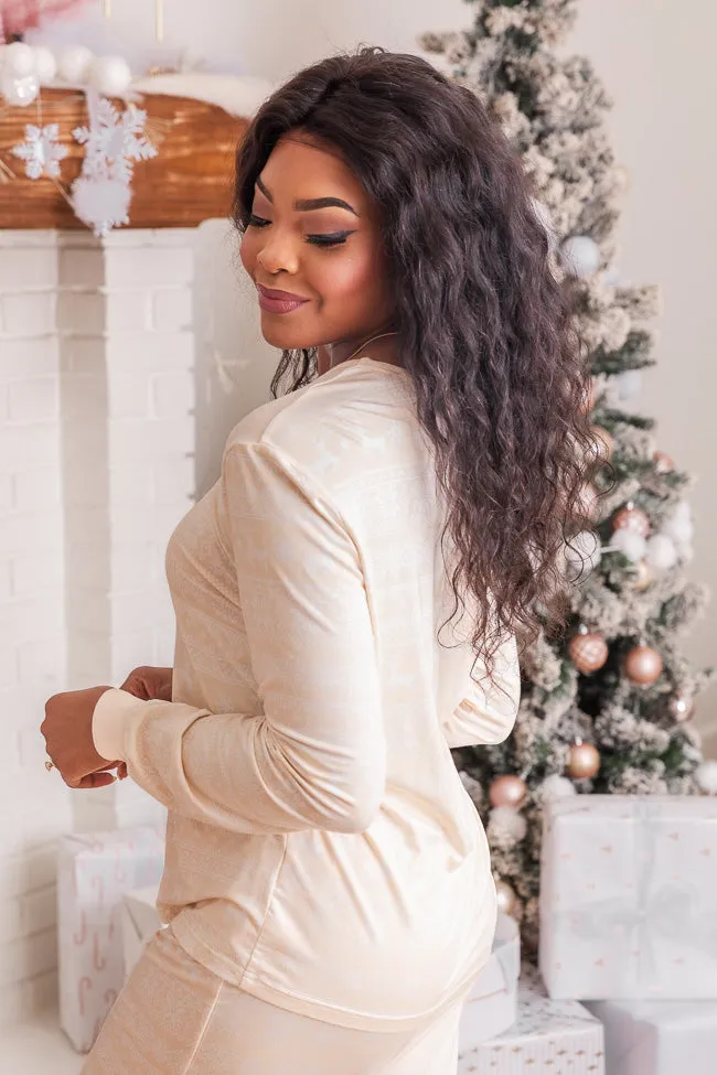 Snowy Days Beige and Ivory Fair Isle Pajama Top FINAL SALE sold by Pink Lily product image thumbnail 3