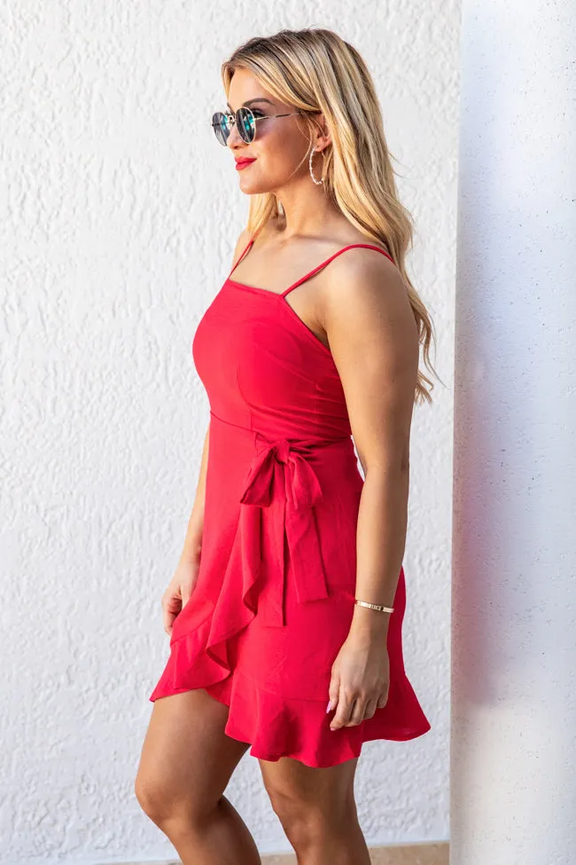 You Wrap Me Up Red Wrap Mini Dress FINAL SALE sold by Pink Lily product image thumbnail 4