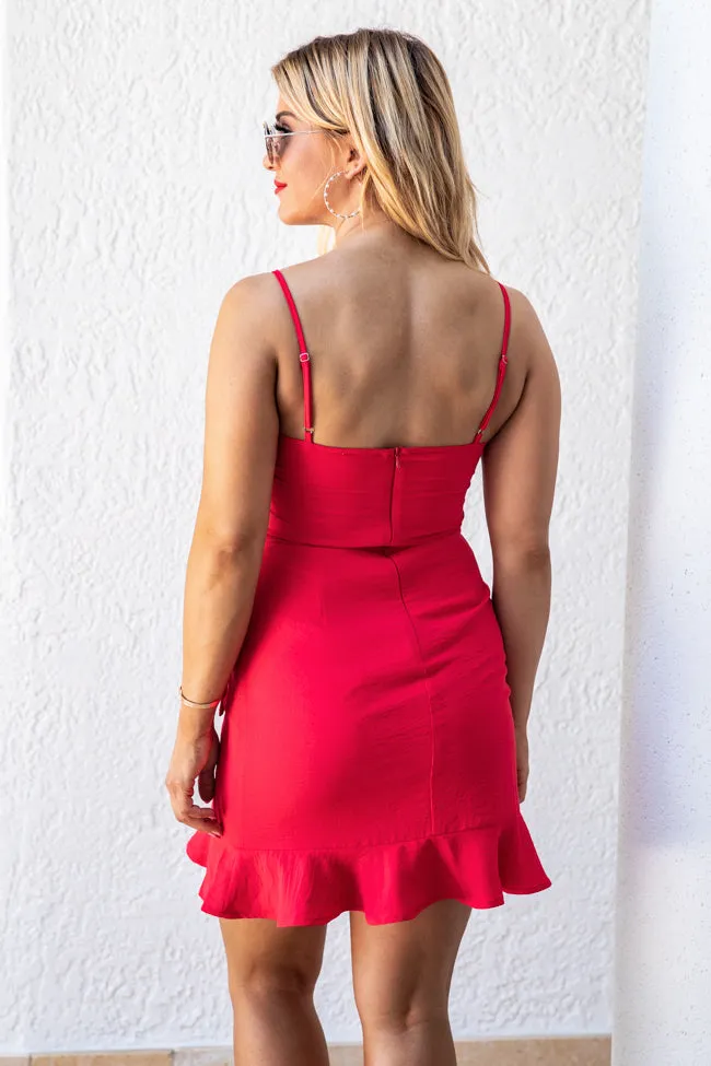You Wrap Me Up Red Wrap Mini Dress FINAL SALE sold by Pink Lily product image thumbnail 3