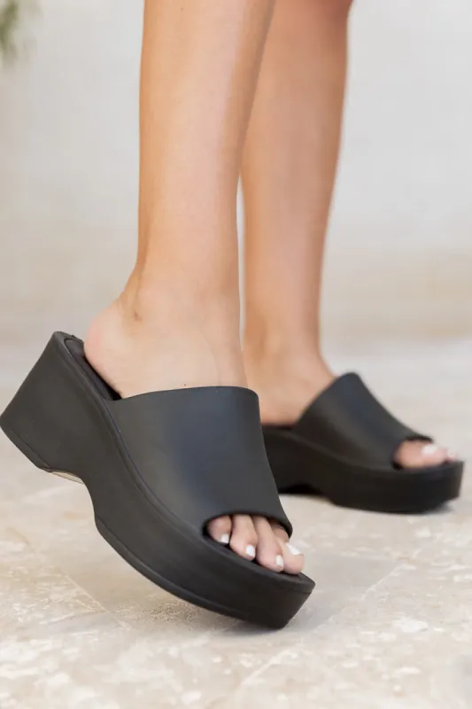 Liliana Black Slide Heels FINAL SALE sold by Pink Lily