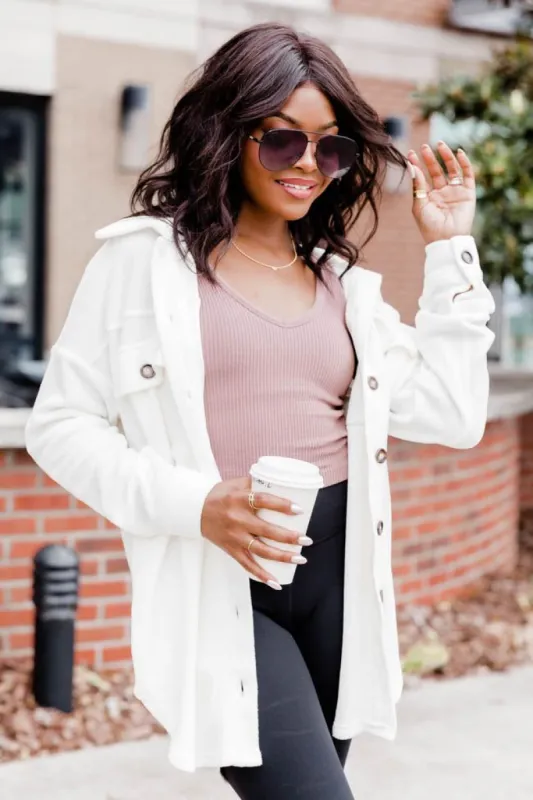 Easily Loved Cream Fleece Shacket FINAL SALE sold by Pink Lily