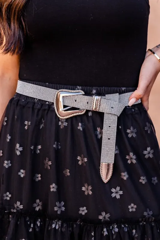 Rhinestone Rodeo Silver Rhinestone Belt sold by Pink Lily