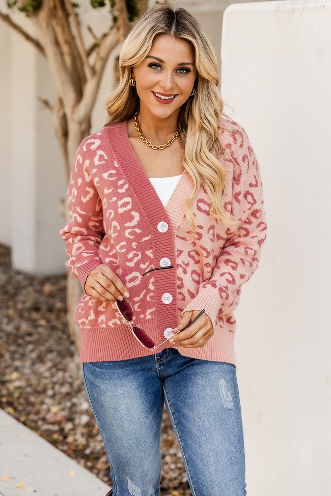 Close To You Pink Colorblock Leopard Print Cardigan sold by Pink Lily