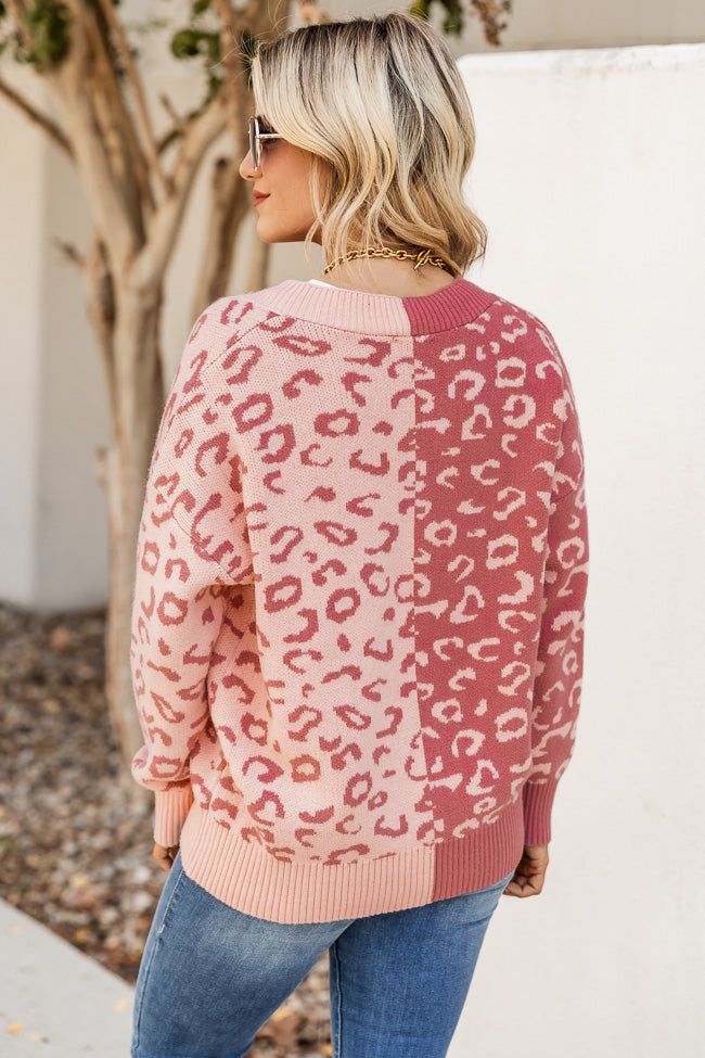 Close To You Pink Colorblock Leopard Print Cardigan sold by Pink Lily product image thumbnail 5