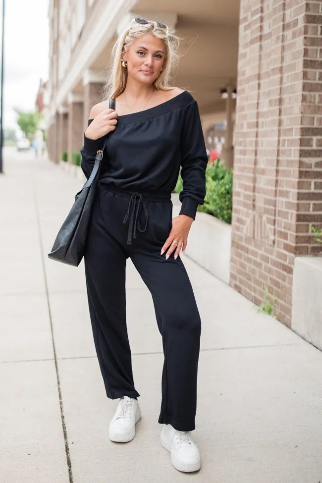 Memory Lane Black Off The Shoulder Knit Jumpsuit FINAL SALE sold by Pink Lily product image thumbnail 2