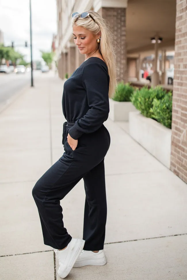 Memory Lane Black Off The Shoulder Knit Jumpsuit FINAL SALE sold by Pink Lily product image thumbnail 3