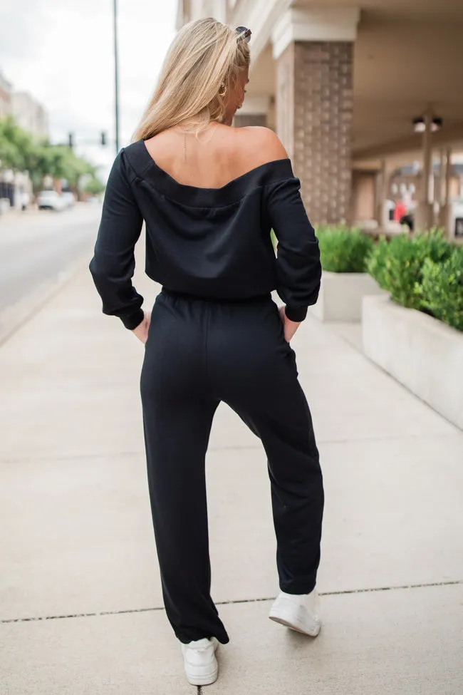 Memory Lane Black Off The Shoulder Knit Jumpsuit FINAL SALE sold by Pink Lily product image thumbnail 4