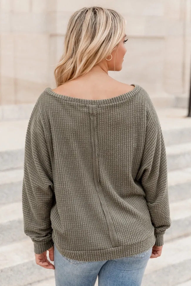 There's Something About You Olive Boat Neck Waffle Pullover FINAL SALE sold by Pink Lily product image thumbnail 5