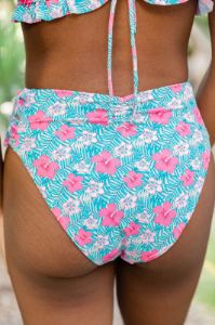 Cruise The Beach Pink Tropical Cutout Side Cheeky Bikini Bottoms FINAL SALE sold by Pink Lily