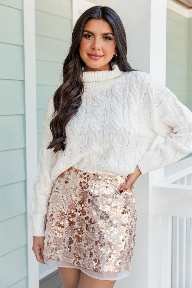 A Small Favor Cream Cable Knit Turtleneck Sweater FINAL SALE sold by Pink Lily