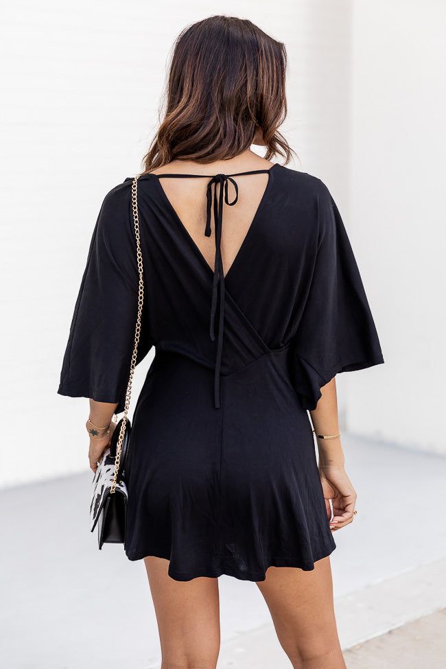 Midnight Hour Black Drape Front Mini Dress FINAL SALE sold by Pink Lily product image thumbnail 4