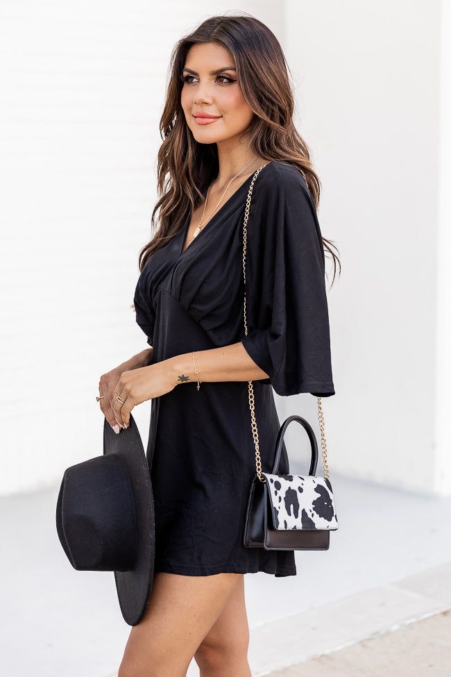 Midnight Hour Black Drape Front Mini Dress FINAL SALE sold by Pink Lily product image thumbnail 3