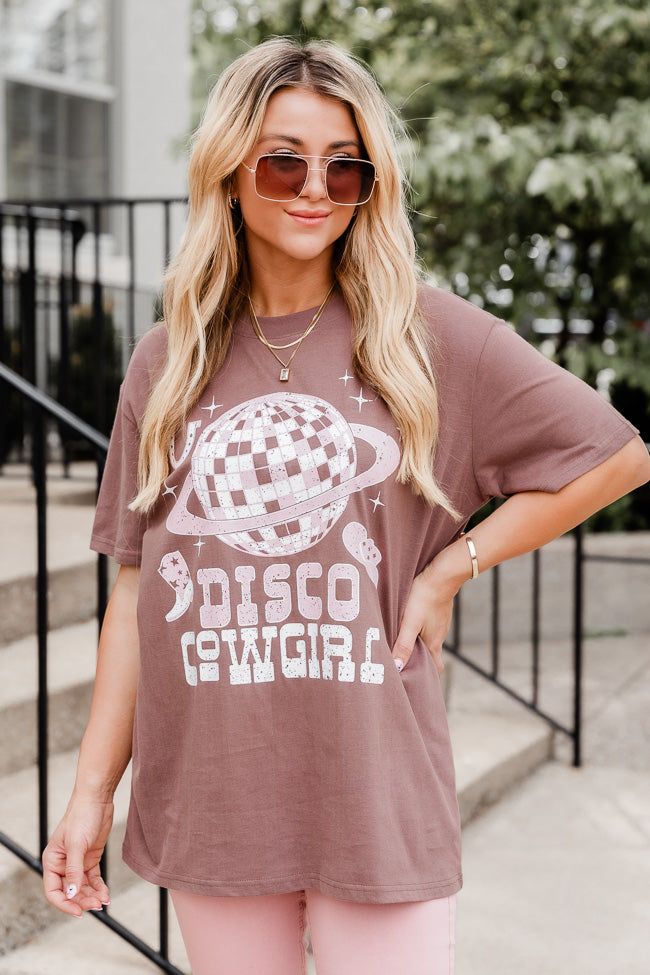 Disco Cowgirl Mocha Oversized Graphic Tee SALE sold by Pink Lily product image thumbnail 4