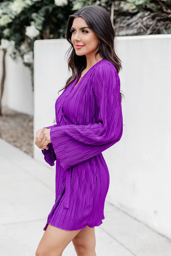 Through The Night Purple Plisse Mini Wrap Dress FINAL SALE sold by Pink Lily product image thumbnail 5