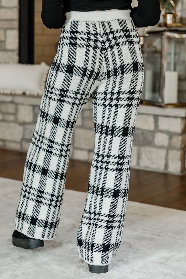 Movies and Chill Fuzzy Black and White Plaid Lounge Pants FINAL SALE sold by Pink Lily product image thumbnail 4