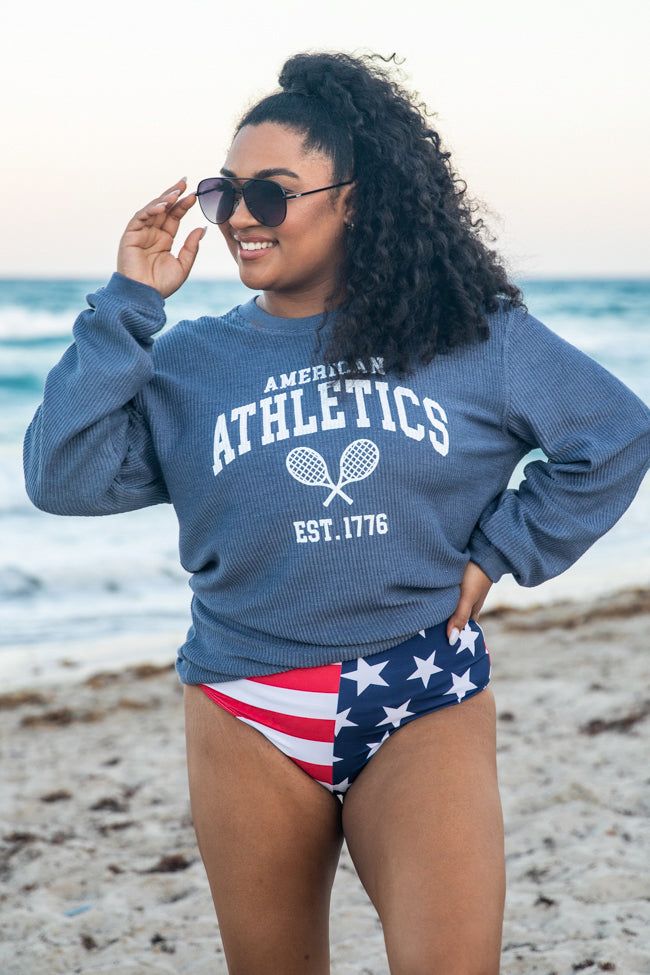 America Athletics Navy Corded Graphic Sweatshirt sold by Pink Lily product image thumbnail 2